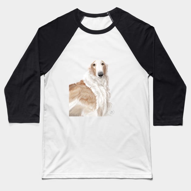 Borzoi portrait Baseball T-Shirt by VEROfojt